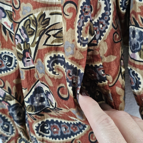Vintage 90s Track Jacket Windbreaker Bomber Size 2X Paisley Tan Reversible Retro - Picture 8 of 15